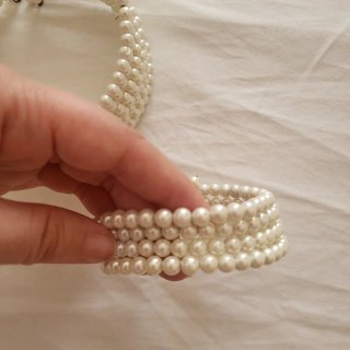 Conjunto bisuteria collar y pulsera perlas.