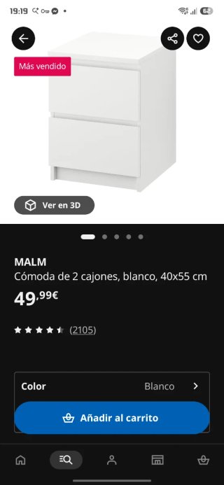 Mesita de noche MALM Ikea blanca