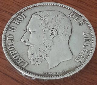 Moneda 5 francos plata belgica  - MBC+ Leopoldo II