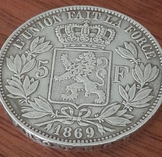 Moneda 5 francos plata belgica  - MBC+ Leopoldo II