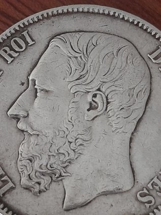 Moneda 5 francos plata belgica  - MBC+ Leopoldo II