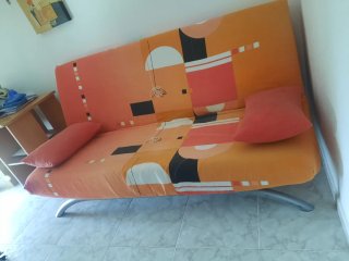 Sofá Cama 1.35 con Funda Estampada Naranja