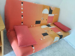 Sofá Cama 1.35 con Funda Estampada Naranja