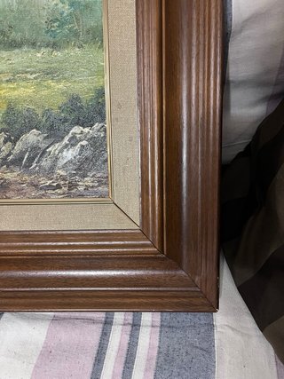 Pintura al óleo de paisaje rural.