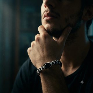 Pulsera Macramé Negra y Blanca