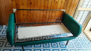 Divano vintage anni 50 tessuto legno