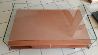 Mesa baja madera haya y cristal