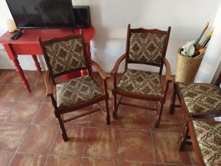 6 Sillas de Comedor Madera Tapizadas