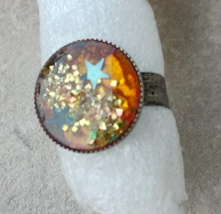 Anillo lazo negro y mariposa verde