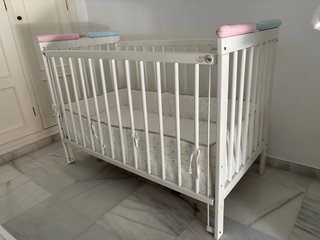 Cuna madera blanca con colchón