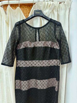 Vestido largo negro y rosa empolvado