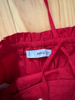 Pantalón Mango Algodón Rojo Talla XS