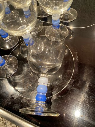 11 Copas de vino/agua con detalles azules