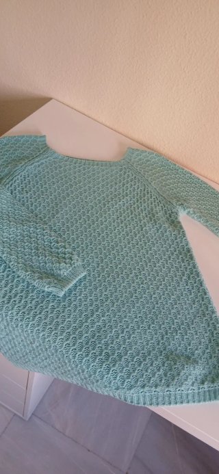 Jersey punto verde mar hecho a mano talla única
