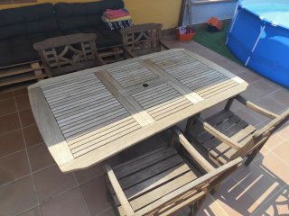 Mesa y 4 Sillas de Jardín Madera