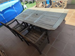 Mesa y 4 Sillas de Jardín Madera