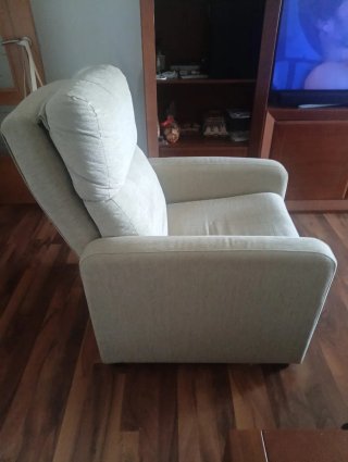 Sillón relax manual beige tela