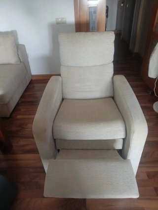 Sillón relax manual beige tela
