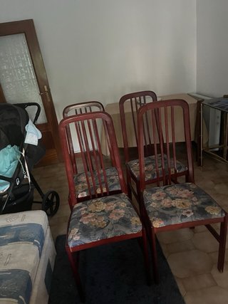 4 Sillas de Comedor Madera Tapizadas
