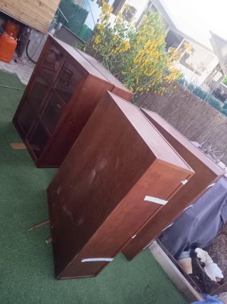 Juego 4 vitrinas de madera,puertas correderas