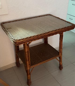Juego mesa y sillas mimbre   RECOGIDA PUNTA UMBRIA