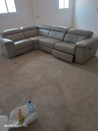 Sofá modular de cuero gris