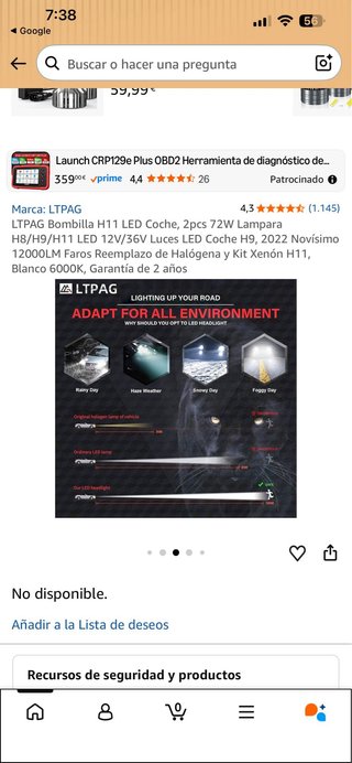 LTPAG Bombilla H11 LED Coche 72W