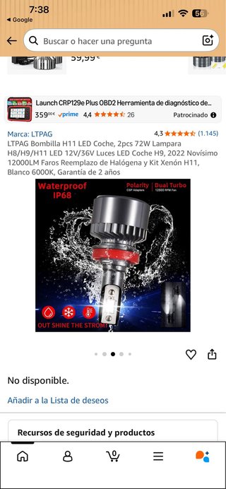 LTPAG Bombilla H11 LED Coche 72W