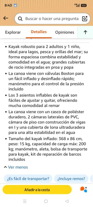 Kayak Hinchable Sevylor Adventure 3 Plazas