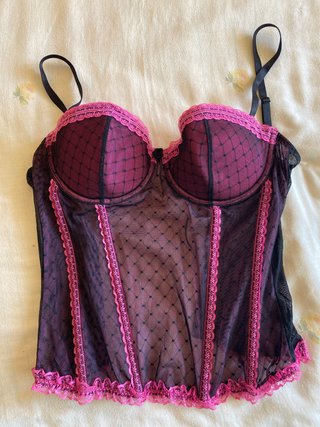 Corpiño H&M 90B Negro y Rosa