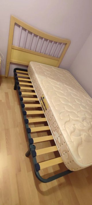 Cama 105cm completa madera y metal