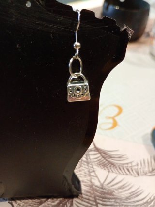 Orecchini mini borsetta argento