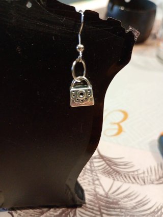 Orecchini mini borsetta argento
