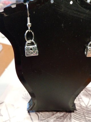 Orecchini mini borsetta argento