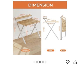 Mesa plegable imitación madera y metal casi nueva.