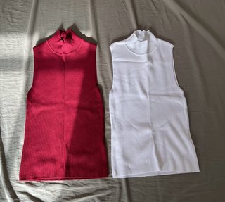 Camicie senza maniche con collo alto (rosso e bianco)