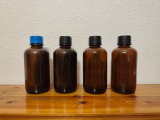 Lote 4 frascos ámbar farmacia botica antiguos