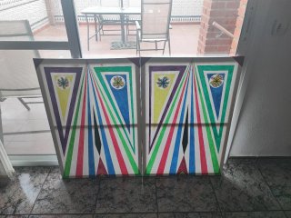 2 Cuadros Óleo Figuras Geométricas
