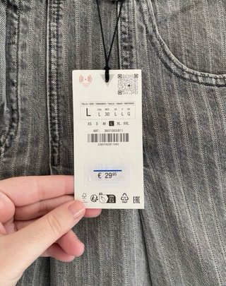 Falda vaquera ZARA gris con rayas