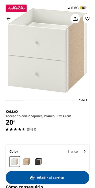 3 Cajoneras Kallax Ikea Blanca 33x33cm