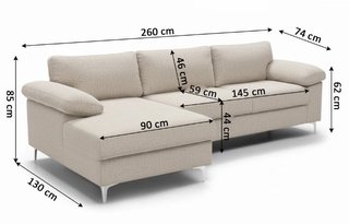 Sofá chaiselongue beige tela