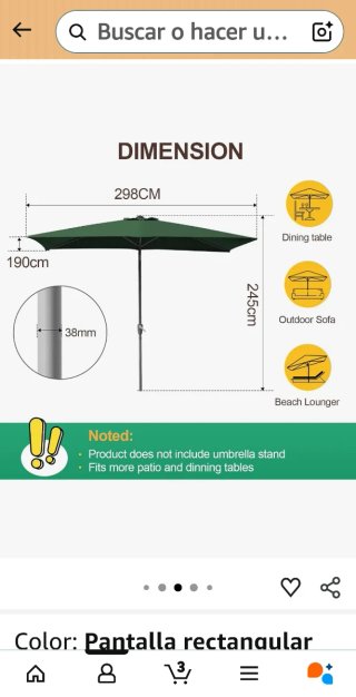Sombrilla rectangular ISOISL 210cm