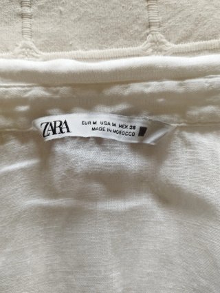 Camisa Zara Lino Blanca Crop Tie-Front