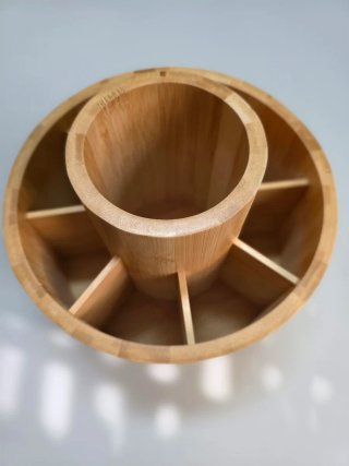 Suporte Rotativo Bambu Organizador de secretária