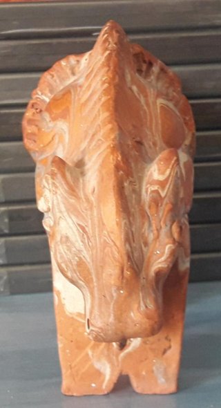 Figura Bisonte Cerámica Cuenca Firmado LC CUENCA