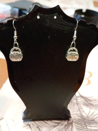 Orecchini mini borsetta argento