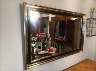 Espejo de salón grande dorado y negro
