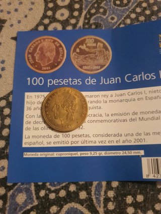 Moneda 100 pesetas Juan Carlos I 2001