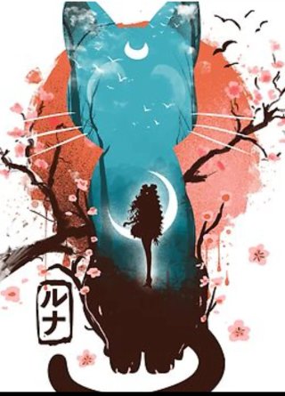 Camiseta Gato Negro Japonés Luna