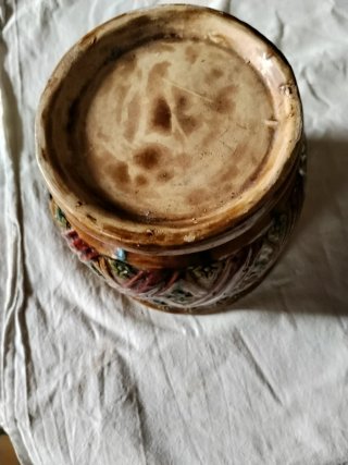 2 Maceteros Cerámica Antiguos Marrón y Verde
